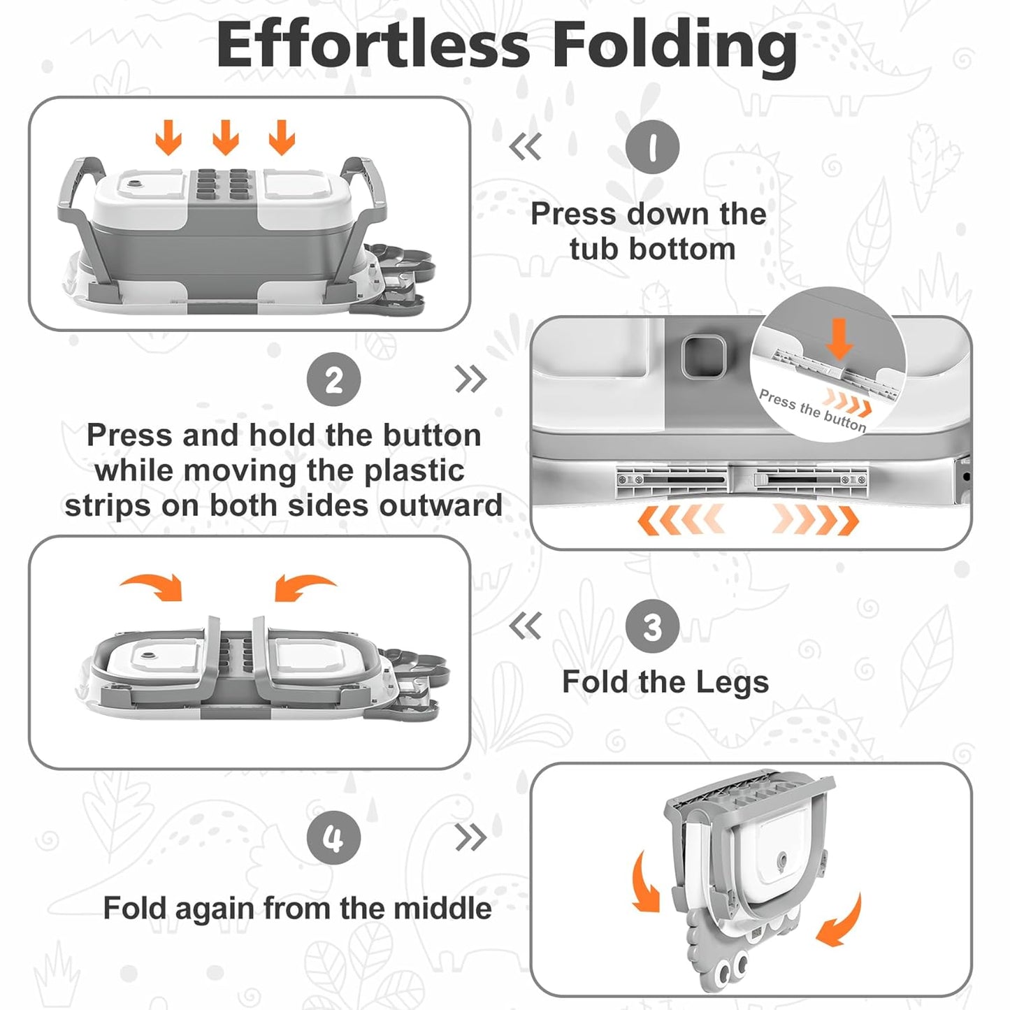 Collapsible Baby Bathtub, Baby Bath Tub with Soft Cushion & Real-Time Thermometer, Baby Bathtub Infant to Toddler Tub (0-36 Months), Portable Newborn Travel Bath Tub