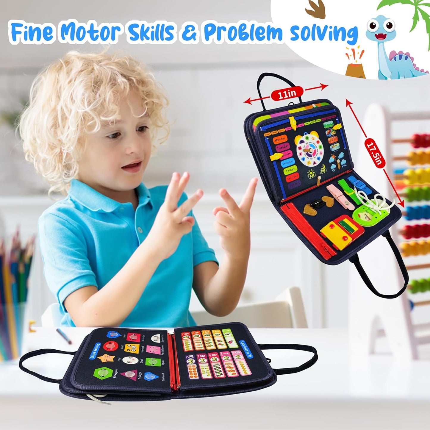 Busy Board - Montessori Toys for 3+ Year Old - Sensory Toys for Toddlers 3-5 - Gifts for Boys Learning Fine Motor Skills - Educational Activities Travel Toys for Car Airplane